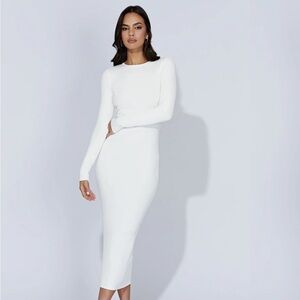 Rowen Long Sleeve Midi Dress - White